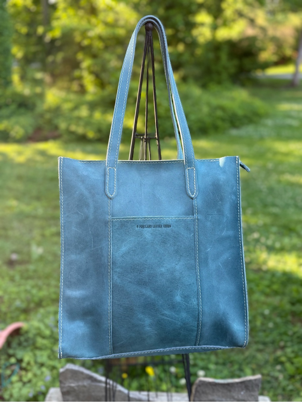 Portland Leather Teal Blue Leather Tote